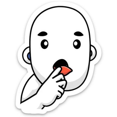 cartoon character with finger over mouth hushing sticker