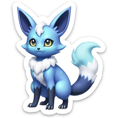 Shiny snow pastel Nebulae Noibat-Meowstic-Umbreon-Fakémon-hybrid-creature (full body)  sticker