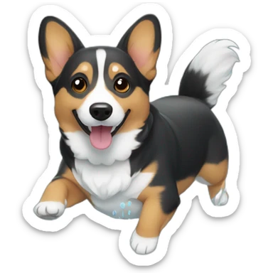 Corgi negro natación y agua sticker