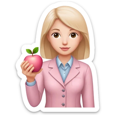light pink teacher apple sticker