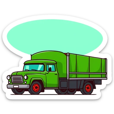ZIL 130 truck, classic Soviet truck with green cabin and flatbed sticker