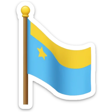 Flag with three stripes. The firs stripe is light blue, the second is yello and the third is light blue again. On the first ble stripe at the left there is a star with 8 angles and next to it to the right there is a half moon facing the star. sticker