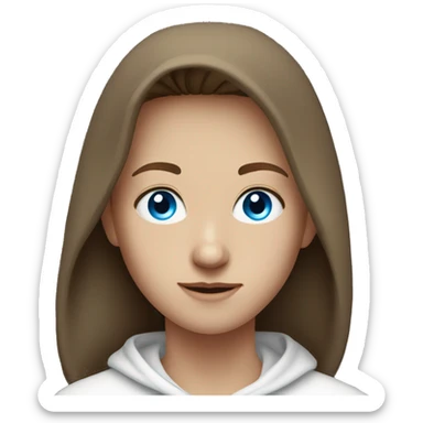 Brown hair blue eyes teenager in a white hoodie sticker