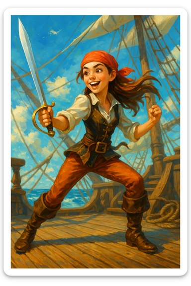 Une pirate  ( fille ) ados de 16 ans qui adore combattre en épée sticker