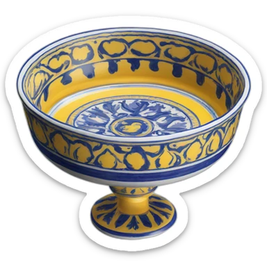 Deruta plate blue yellow isometric sticker