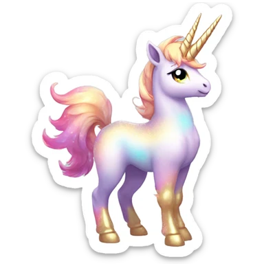 Shiny Sparkly Colorful Fluffy beautiful fantasy unicorn horn Kawaii Ethereal Anthro Sona Fakemon-animal Full Body sticker