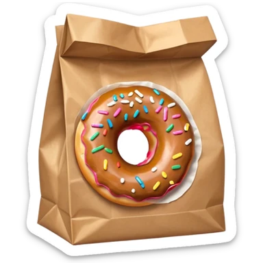 donut in paper bag sticker