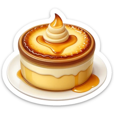 Cinematic Realistic Cr√®me Br√ªl√©e Dessert Emoji, depicted as a rich custard with a perfectly caramelized sugar top rendered with exquisite textures and warm, inviting lighting. sticker