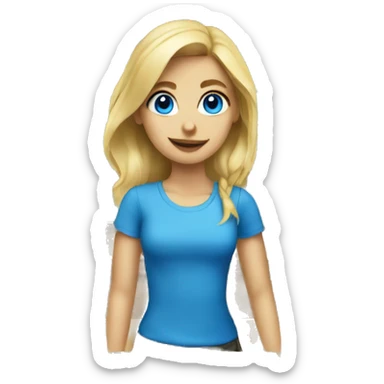 blue-eyed blonde girl paying at the cash register sticker