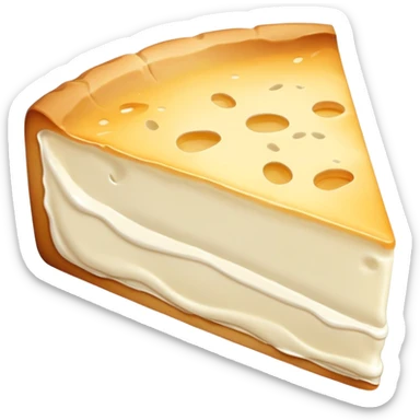 cinematic-realistic-brie-cheese-emoji,-featuring-a-creamy gooey center,-soft-ripened-cheese-with-a-delicate-rind-rendered-with-lifelike-detail-and-inviting,-natural-lighting. sticker