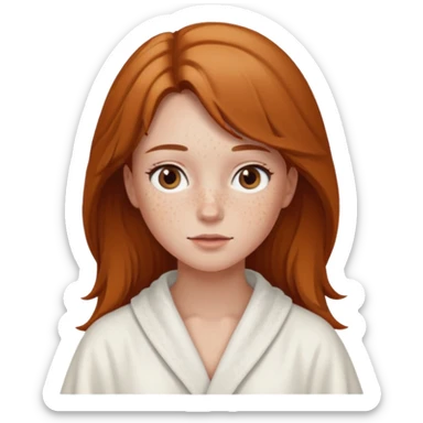 girl having facial wearing white robe, light brown coloour sticker