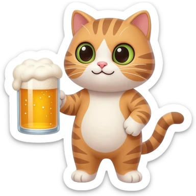 cat holding a beer sticker