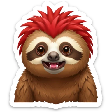 sloth with a red mohawk just the mohawk is red sticker