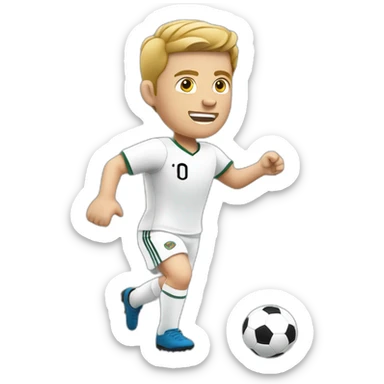 White European football player shooting the ball sticker