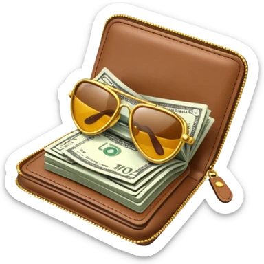 Aviator money emoji, wallet full of cash, casino vibe, premium 3D emoji style, clean, no background
 sticker