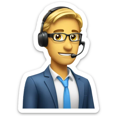 amgry sales agent making a sales call wearing a headset sticker