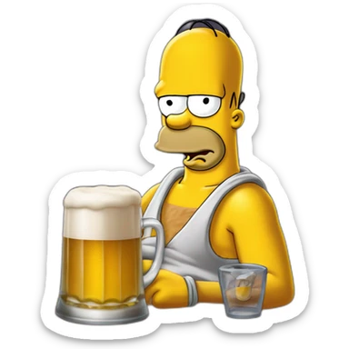 homer simpson buvant une bière sticker