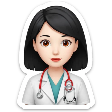doctor with black hair and red hairclips  sticker