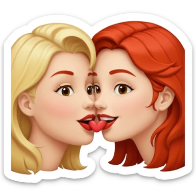 woman kissing another woman on the mouth sticker