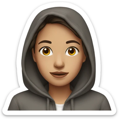 brunette girl wearing a hoodie sticker