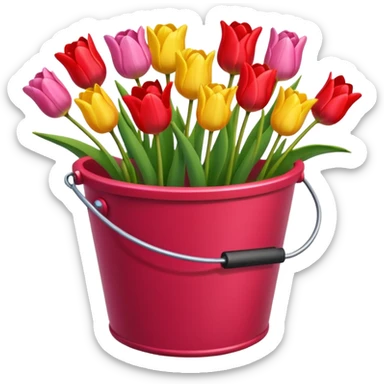 a bucket of tulips sticker