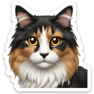 Long haired calico cat sticker