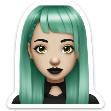 big septum piercing goth girl dark green bangs sticker
