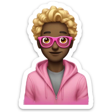 crazy graphic designer in anime style with pink glasses sticker