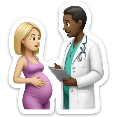 pregnant woman talking to a doctor sticker