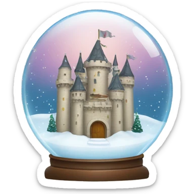 Snow globe with a castle inside and snow falling in it sticker