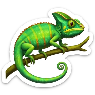 A green chameleon  sticker