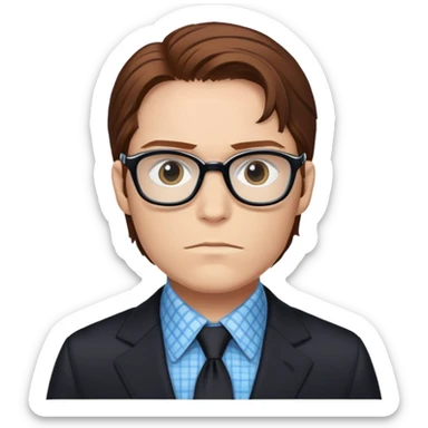 zemo brown hair with glasses, black suit, light blue checkered shirt marvel from captain america: civil war sticker
