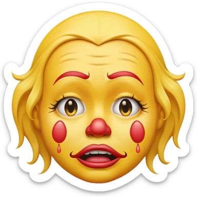 Sobbing yellow emoji clown sticker