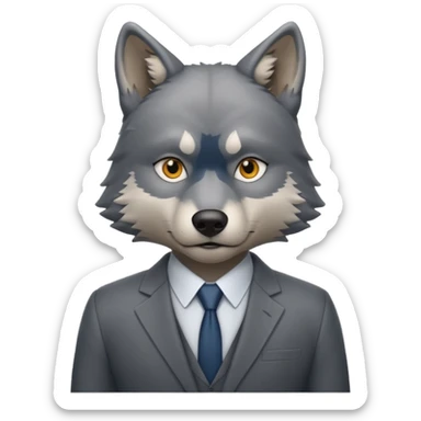 emoji of  wolf  with human body thinking sticker