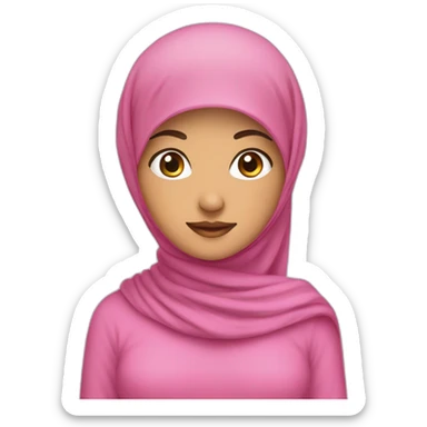 asian muslim girl with pink hijab sticker