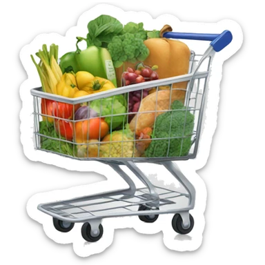 shopping cart full of healthy foods sticker