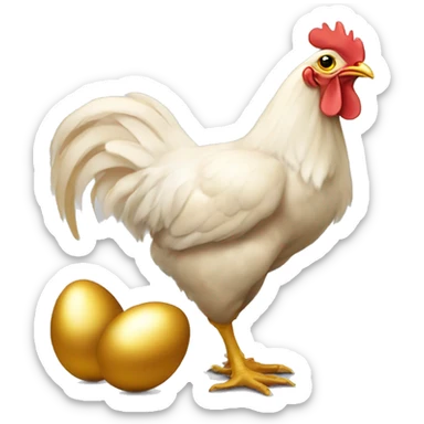 A chicken with golden eggs beside it  sticker