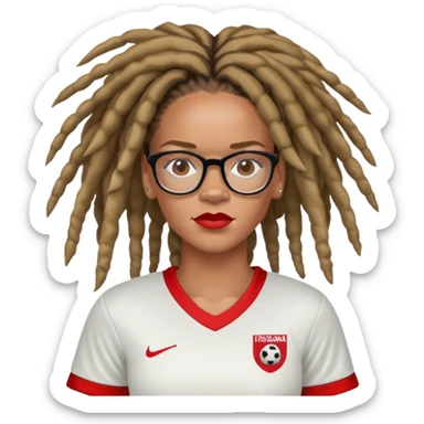 Rihanna soccer mom dreadlocks island red and white jersey eyeglasses freckles sticker