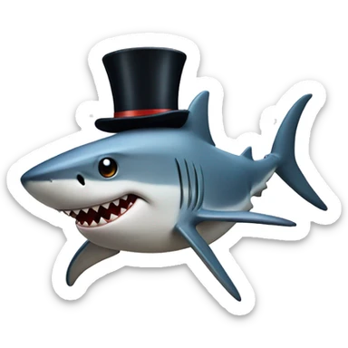 Shark with a top hat sticker