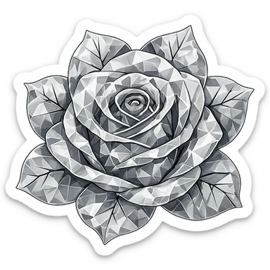 Transform the blue icy rose emoji into a diamond-like appearance while preserving the emoji style. Remove the background to isolate the subject. sticker