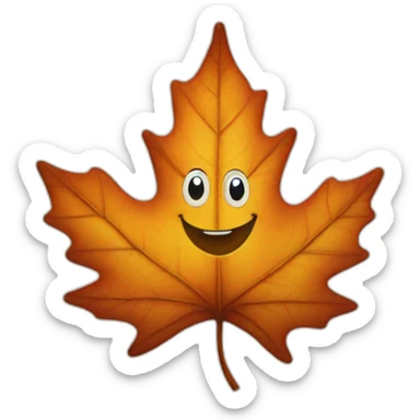 happy maple leaf sticker