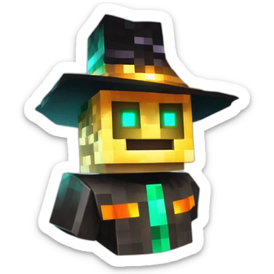 Pixel Minecraft Fedora Halloween Head Mask Diamond Obsidian Emerald Flame Shiny Glow Reward Legendary Unique Epic Mystery sticker