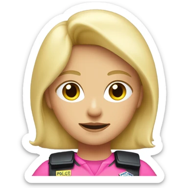 Blonde female in pink rainbow police outfit sticker