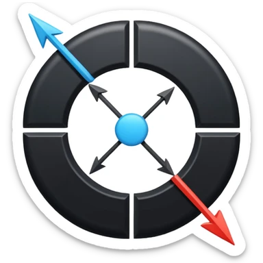 black diagram of circle expanding outward with arrows sticker