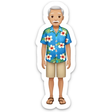 old man with hawai blue floweral shirt  full body sticker