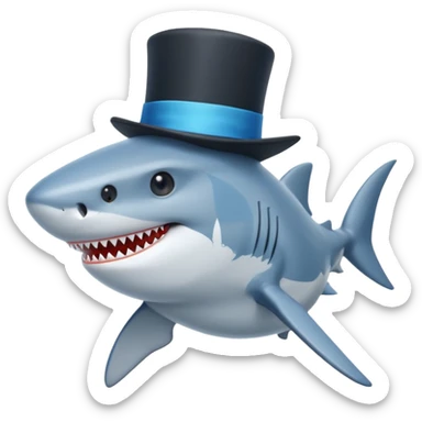Shark with a top hat sticker