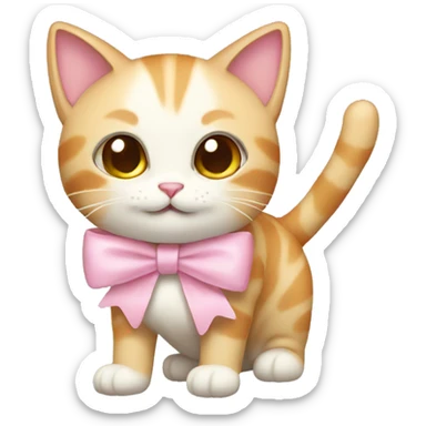 Cat with a light pink bow on sticker