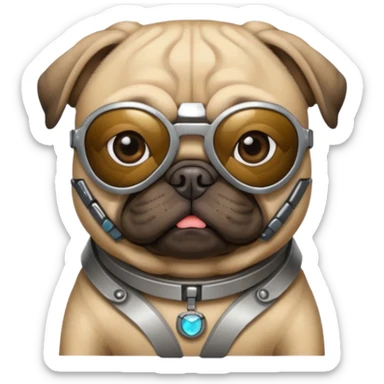 pug wearing cyberpunk sunglasses sticker