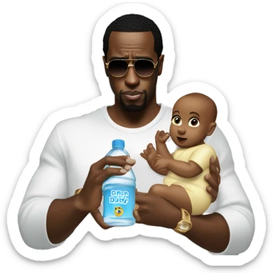 p diddy holding baby oil sticker