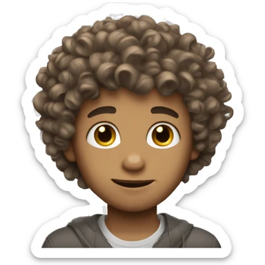 Rat boy curly brown hair sticker